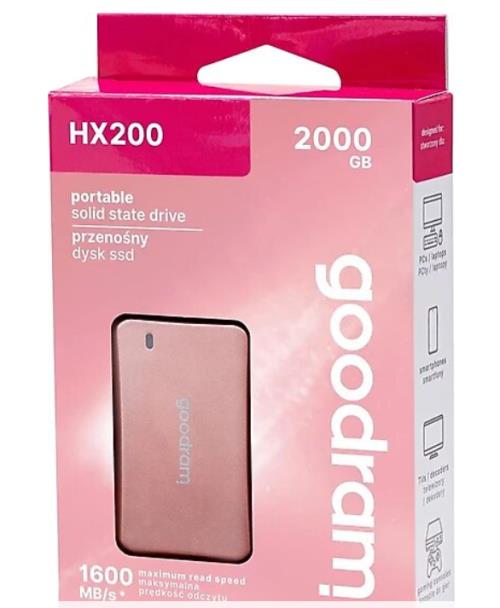 GOODRAM 2TB HX200 ROSE GOLD USB 3.2 (Okuma 1600MB / Yazma 1500MB) Harici SSD SSDPR-HX200-2K0